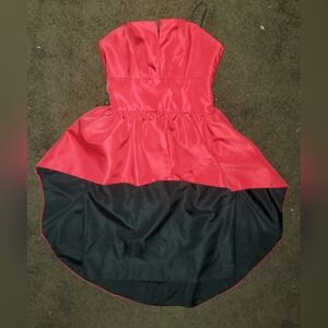 Red and Black Asymmetrical High-Low Halter Sundress